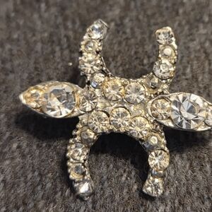 Mid Century Stylyzed Starfish Brooch Rhinestone Silver ToSparkling Zodiac Brooch